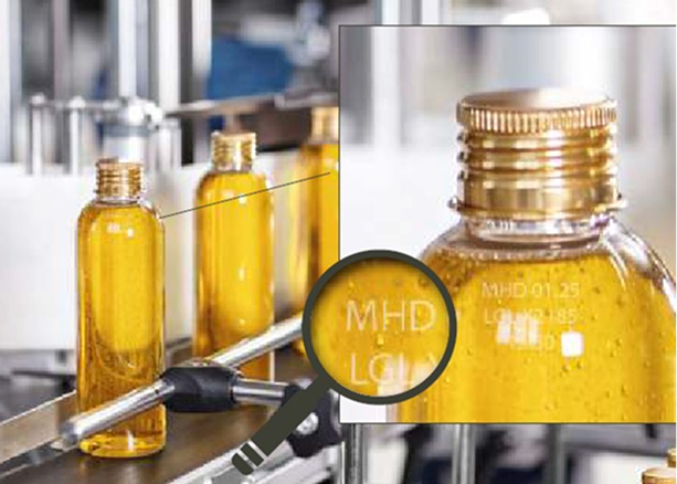 A tone-on-tone labeling of plastic bottles with the CO2 laser