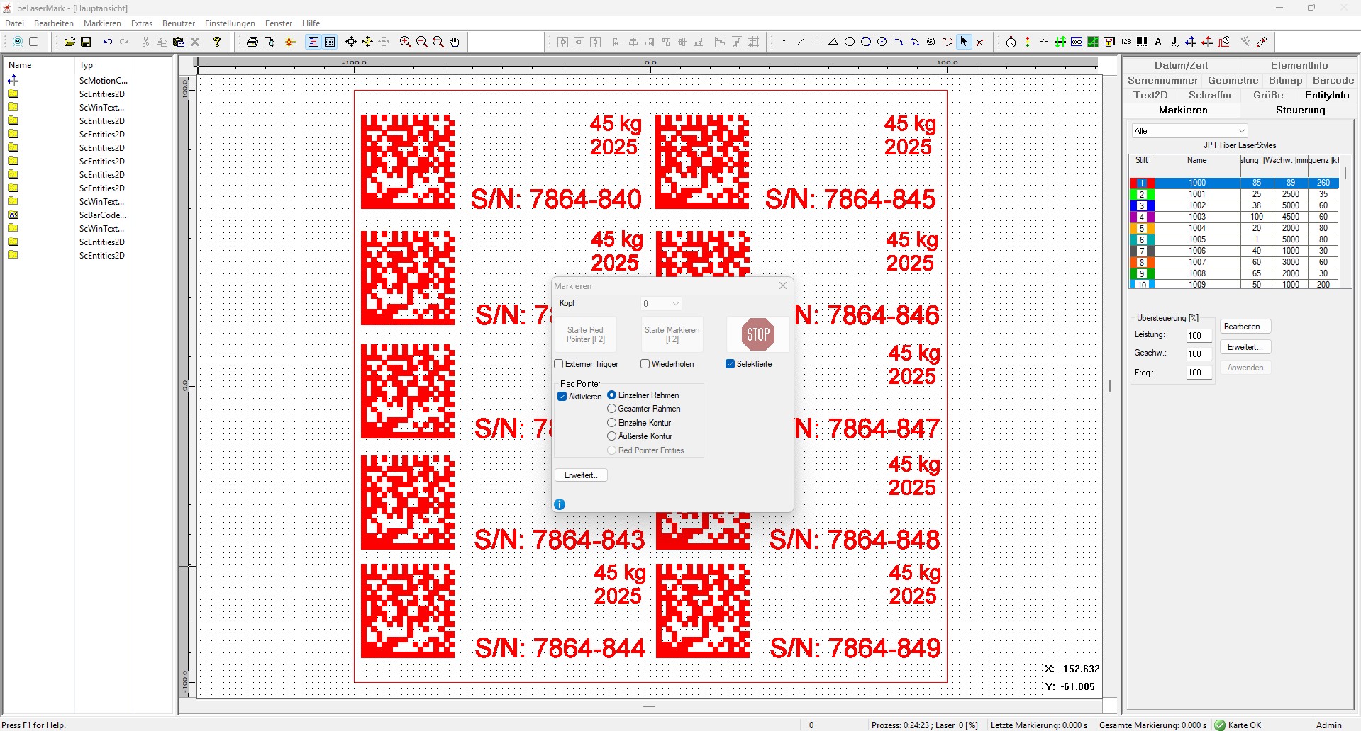 Software beLaserMark für Beschriftungslaser mit Seriennummern und DataMatrix Codes