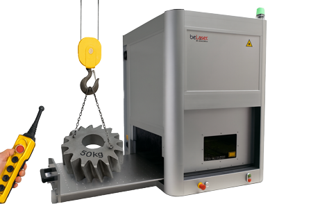 Heavy-duty labeling laser with side drawer